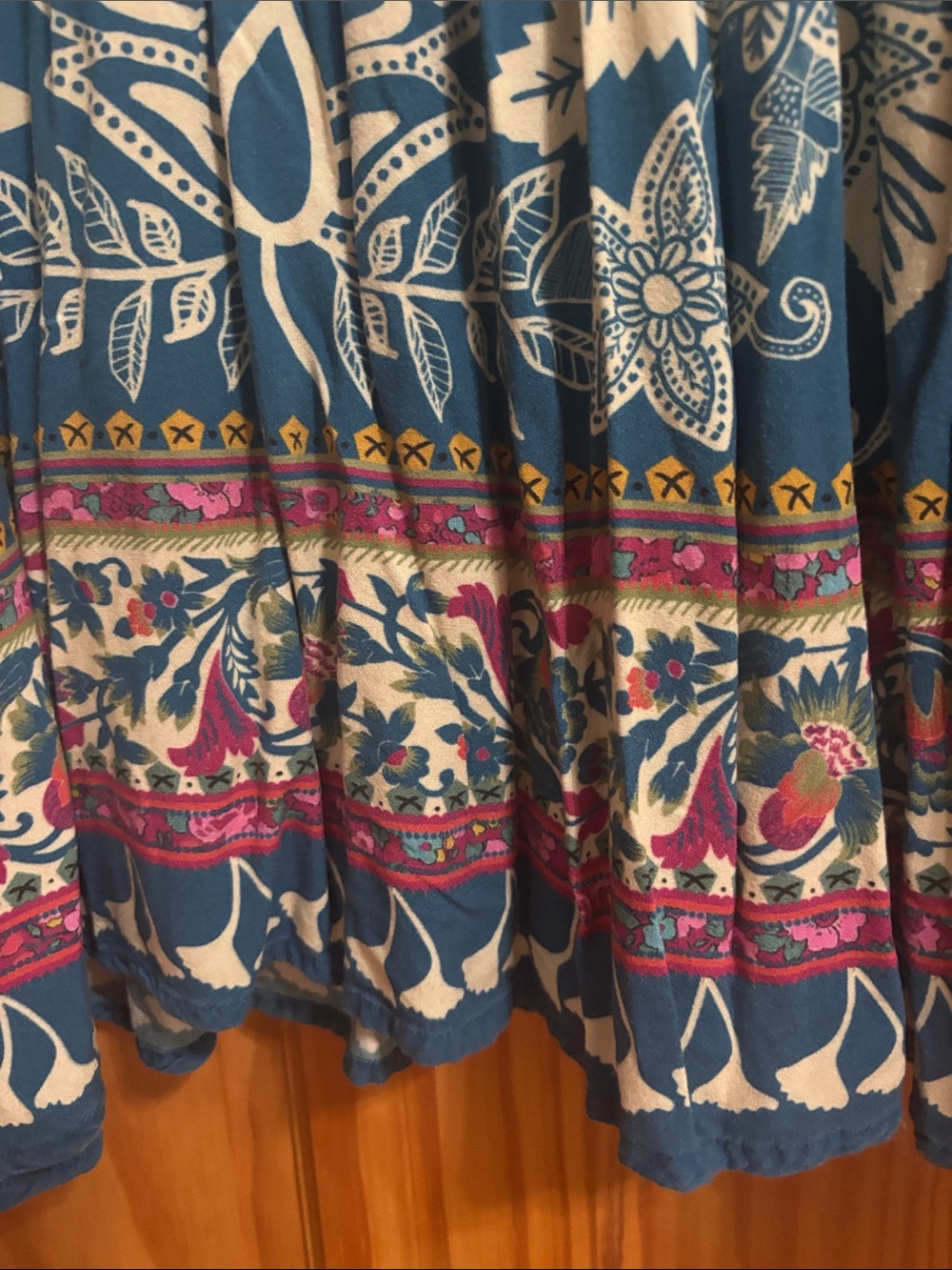 NATURAL LIFE Teal Maxi Skirt with Cream Floral Print - Picture 4 of 5